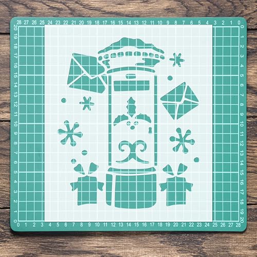 Christmas Postbox Cards Stencil: Mylar Airbrush Wall Art Painting Crafts | DIY-A4 Stencil - Design Size (205 x 170 mm)