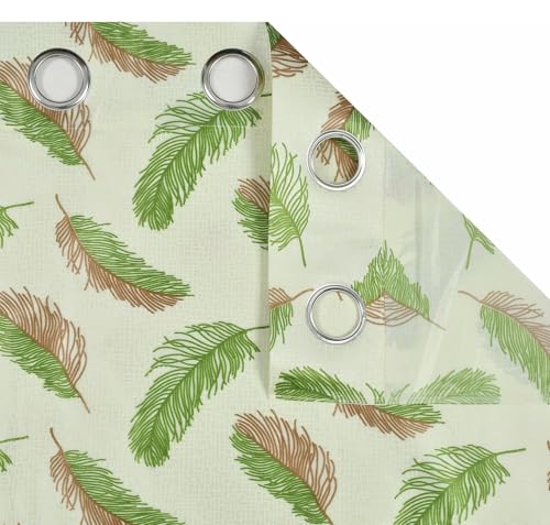 Image of DEVSANG Polyester 2 Print and 1 Solid Curtains 9 feet Long Set of 3 - Yellow & Green