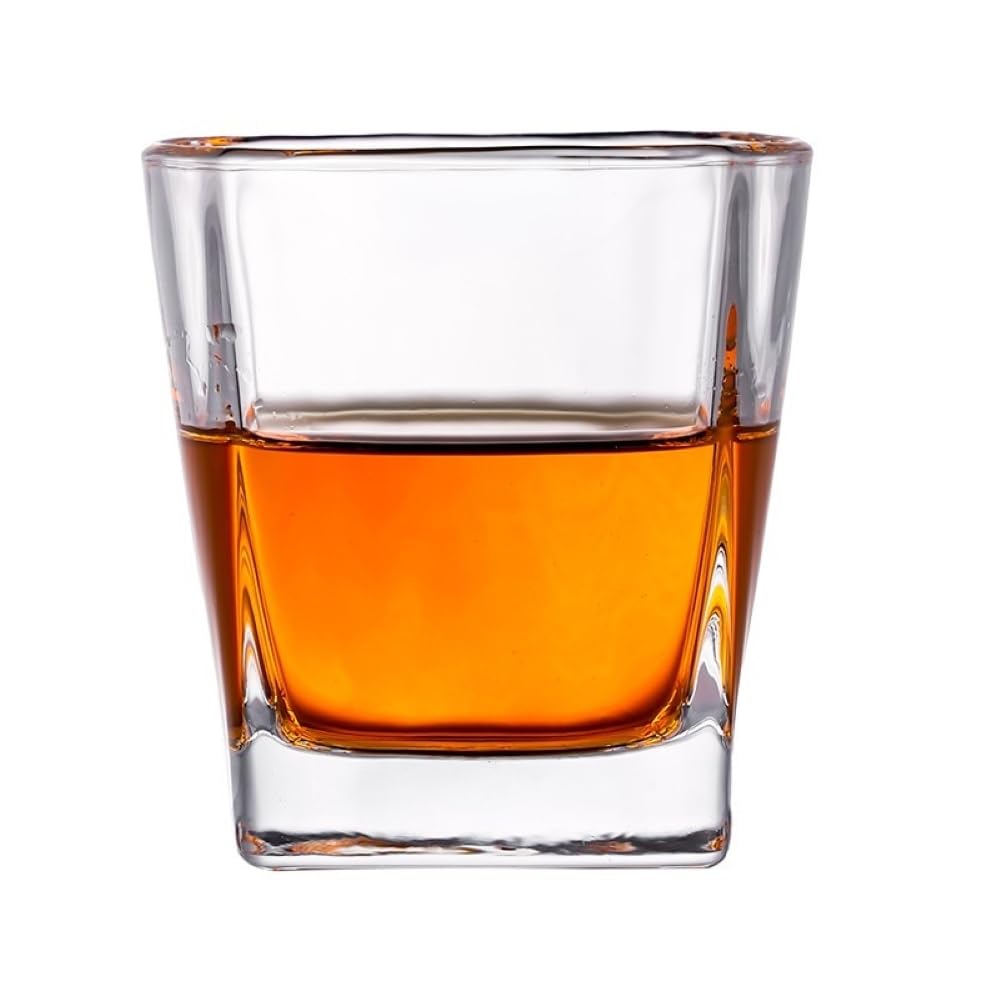 ROCKFORD Italian Premium Whiskey Glasses Set of 2, 300ML, Transparent, Old Fashioned Barware Tumbler for Scotch, Vodka, Bourbon, Liquor, Cocktail, Square Crystal Glass for Stylish Drink Presentation — Amazon image 2