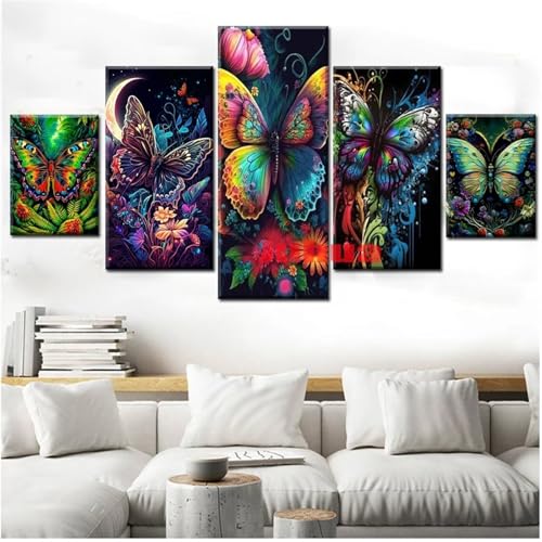 Broderie diamant painting fleur papillon 5D kit complet de 5 pièces pour loisirs créatifs adultes