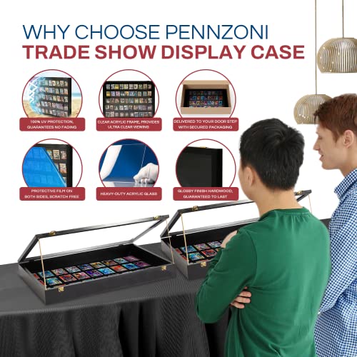Pennzoni Display Co. Portable Trade Show Display Case - Crystal Clear Acrylic Pastry Display Case - Display Case for Exhibits - Jewelry Case Shadow Box Frame - Black Wooden Dowels w/ Black Felt