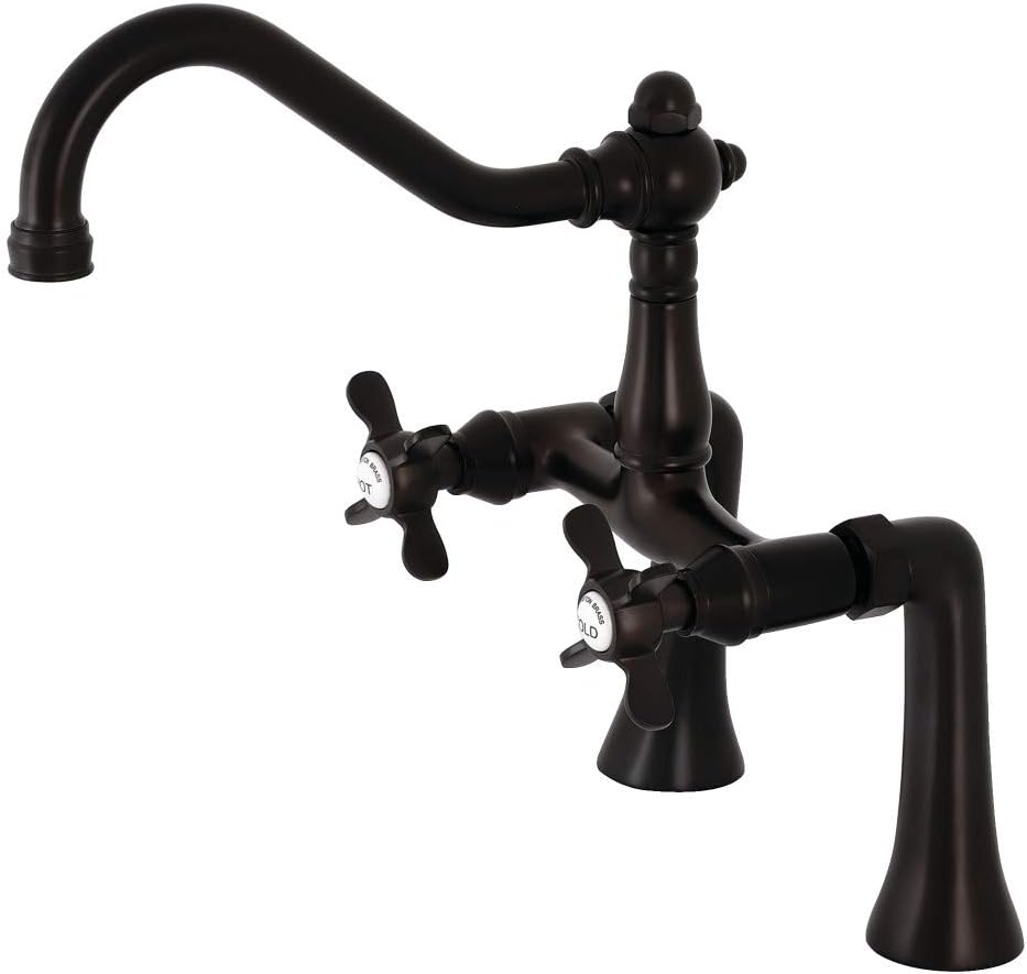 Kingston Brass KS3235BEX Essex 7-Inch Center Deck Mount Clawfoot Tub Faucet, Oil Rubbed Bronze