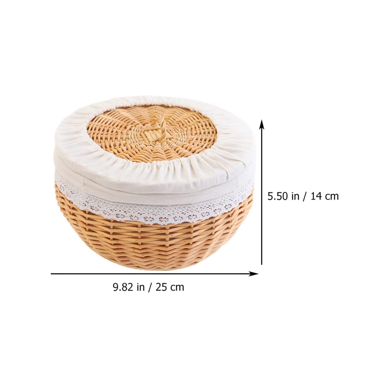 Handmade Wicker Bread Basket for Serving Woven Storage Basket Desserts Fruits Natural Rattan Kitchen Organizer and Decorative Bowl