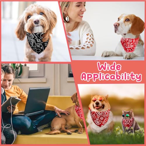2 Stück Hunde Bandana Kopftücher, Hundehalstuch mit Halsband, Dreieckstuch Halsdreiecke Hundehalstcher, Einstellbare Hund Halstuch für Welpen Kleine Große Hunde und Katzen