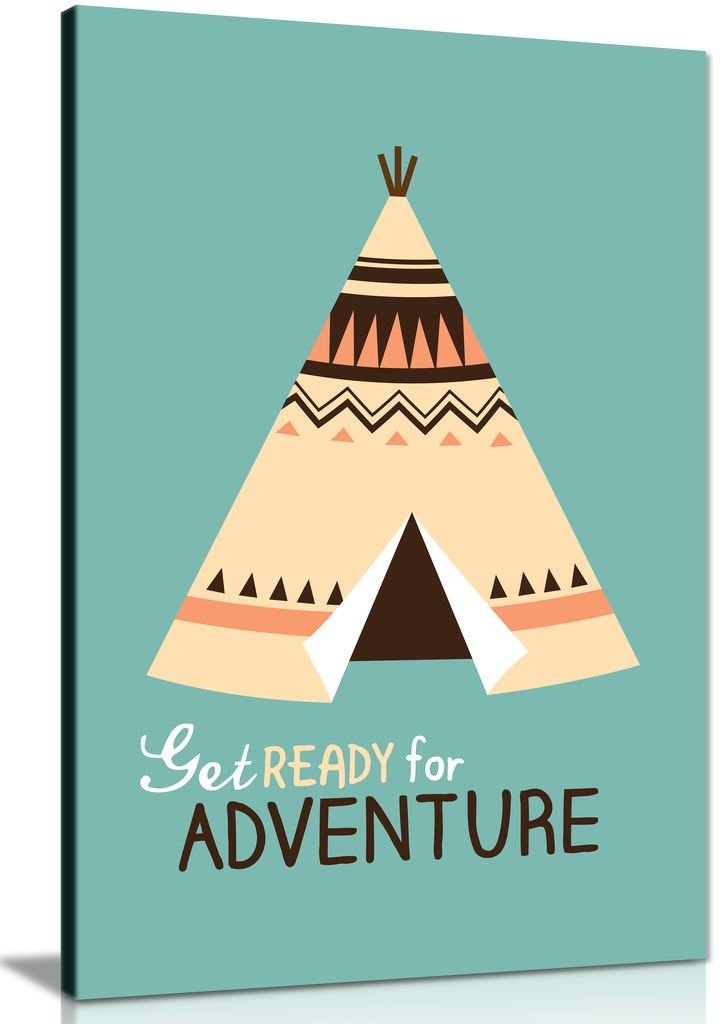 Panther Print Canvas Wall Art for Baby Room, Framed Pictures for Kids Bedroom, Ready to Hang Nursery Decor, Cherokee Wigwam, Art Prints for Special Occasions (18x12 Inch)