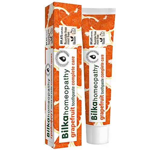 Bilka Homeopathy Zahnpasta Grapefruit - Natürliche Zahncreme mit Xylitol, schützt Zahnschmelz & Zahnfleisch, Fluoridfrei, Mentholfrei, Zuckerfrei, 89,6 % natürlichen Ursprungs, 75 ml