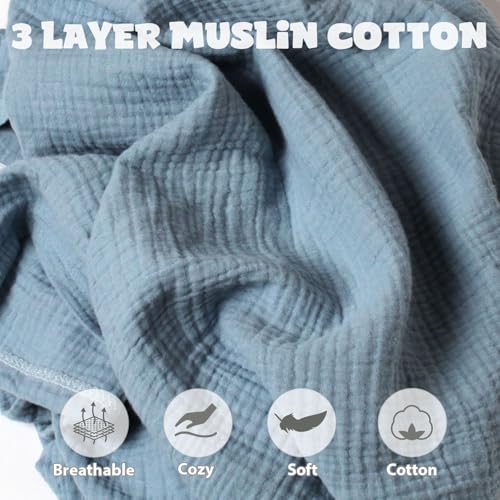 Image of Muslin Car Seat Cover for Babies, Baby Carseat Cover for Boys Girls, Breathable Infant Car Seat Canopy, Multiuse Baby Carrier Cover & Nursing Breastfeeding Cover(Blue)