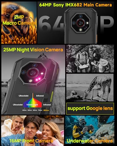 Ulefone Armor X32 Pro 5G Rugged Phone, MTK Dimensity 6300, 16+256GB, Android 15, Widevine L1, 64MP/25MP Night Vision, Dedicated Glare Flashlight, 5G WiFi Hotspot, 5.65” 90Hz, 5500mAh, NFC/GPS - Black