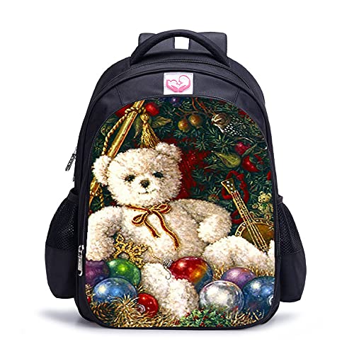 Sac à dos Ours de Noël cartable scolaire 16 pouces pour voyage et loisirs
