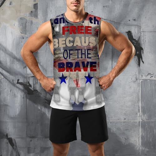 Image of Zhyaj Summer Tanks Top for Men Flag Graphic Print Sleeveless Shirts Casual Working Out Vest T-Shirts Loose-Fit Men's Tank
