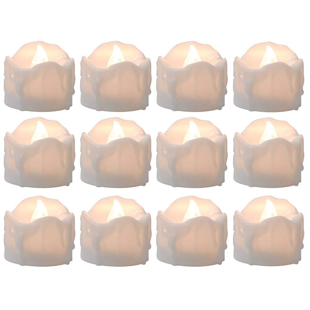 Tealight Candles Battery Operated with Timer (6Hrs ON 18Hrs Off Cycle), 12pcs Timing LED ing Flameless Tea Light Electric Votive Candles in Warm White for Xmas Party Halloween Wedding