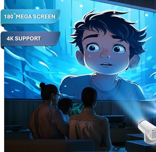 Image of Portable Mini Projector | 720p Resolution Support with 4K Decoding | WiFi 5G & Bluetooth 5.0 | Smart Cinema Projector with Remote | Compatible with TV Stick, Android & iOS