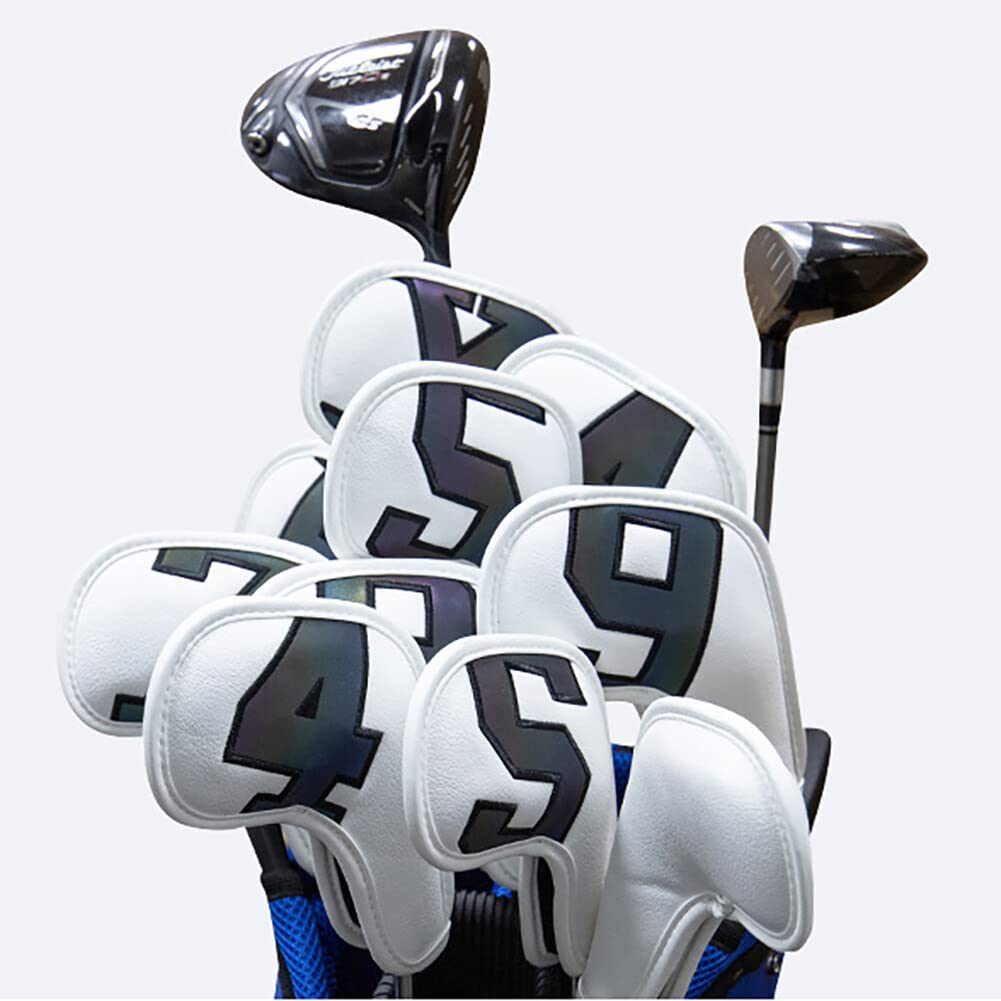 10 Pièces Housses pour Tête de Club de Golf - Couvre de Protection avec Chiffres et Lettres Imprimées - Capuchon Headcover Set