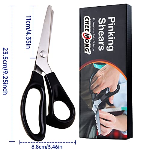 Pinking Shears for Fabric, 9.25 Inches Professional Sewing Craft Scissors Zig Zag Scissors with Rubber Handle, Stainless Steel Dressmaking Serrated Scalloped Pinking Shears for DIY image 3