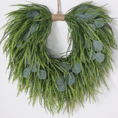 22 Artificial Saw Grass&Eucalyptus Wreath for Spring Summer Decor
