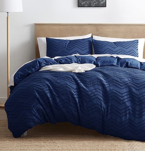Image of Boho Bedding King Duvet Cover Set - 3 Piece Tufted Double Brushed Boho Duvet Cover with Zipper Closure, 104x90 Inches and 2 Pillow Shams