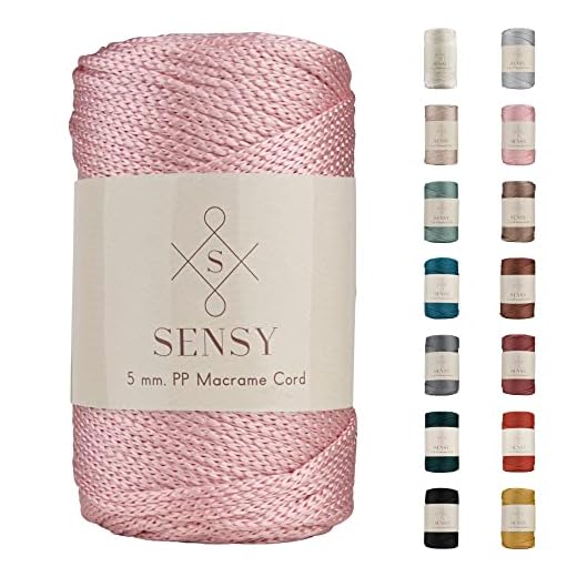 Sensy Premium 5mm 104 Yards Polyester Rope 100% Polypropylene Cord Macrame Cord 5mm Crochet Bag Cord Macrame Rope Crochet Thread Gift for Knitter (Pink)