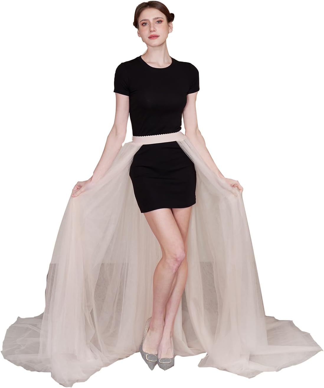EllieWely Overskirt Short Front Long Back Party Tutu Tulle Skirt R05
