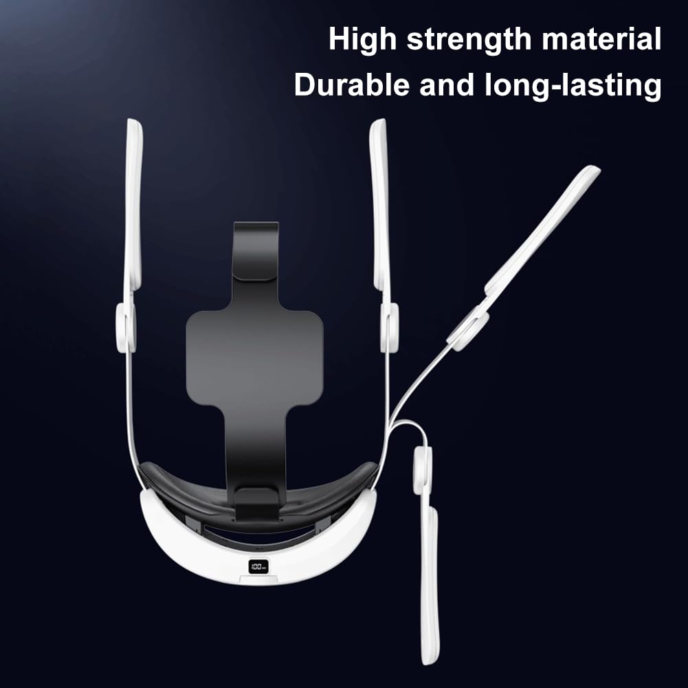 Sangle de Tête Compatible avec Qculus Quest 3 Accessoire Sangle avec batterie de 6000mAh pour Prolonger la durée de Lecture,bandeau E-L-ITE de rechange ajustable par un seul bouton
