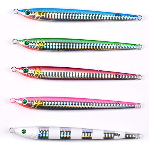 Lot de 5 leurres de pêche en Alliage de Plomb sans Logo LSB-Lere - 7 g / 10 g / 14 g / 17 g / 21 g / 28 g / 40 g / 60 g / 80 g / 100 g
