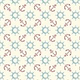 Kt KILOtela - Bedruckter Leinenstoff, Dekoration, Tapisserie, Kissen, Gardinen, Tagesdecken, Taschen, Tischdecken, 100 cm Länge x 280 cm Breite, Anker, Steuerrad, Blau - 1 Meter