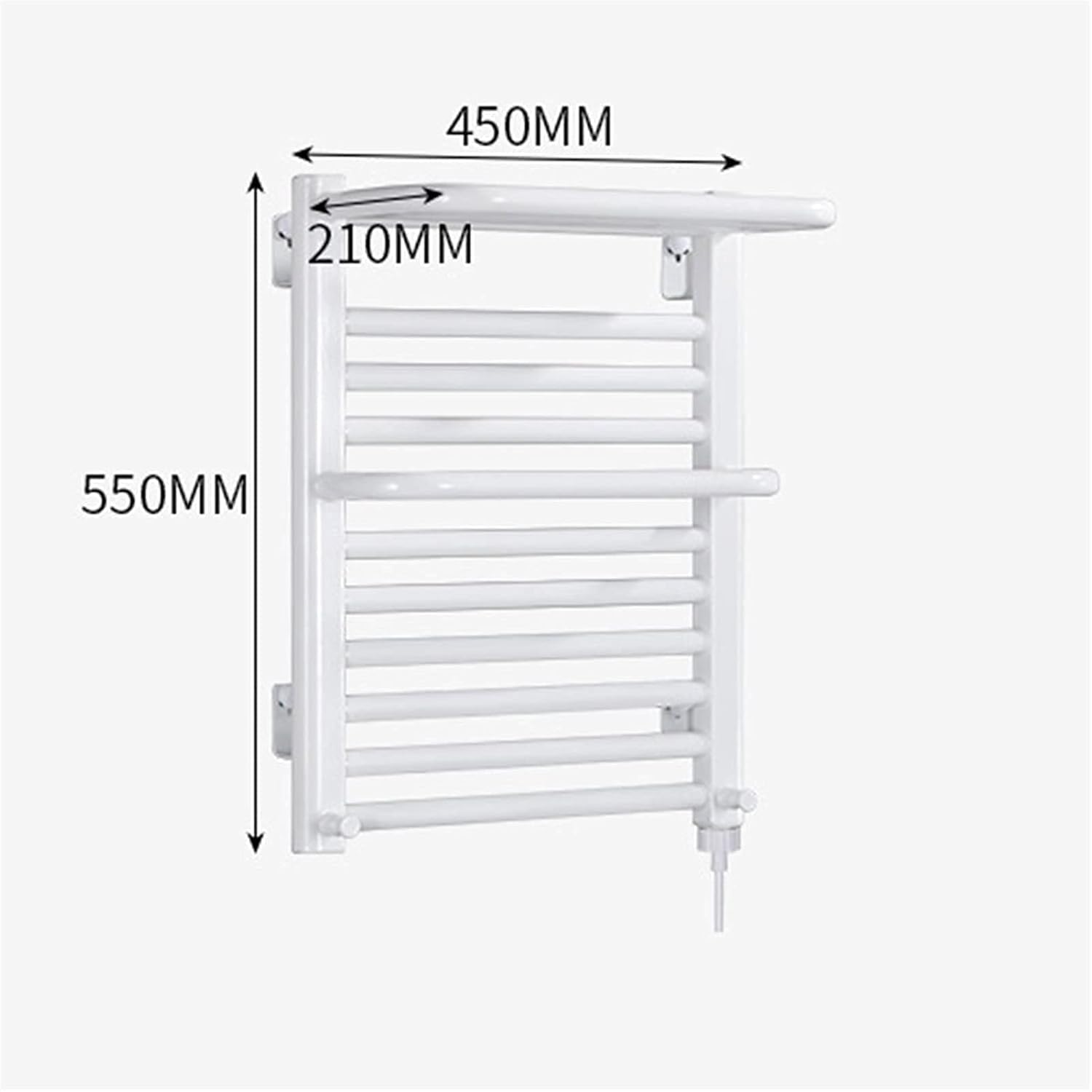 Towel Rack Towel Drying Rack Wall Mount Heated Built-in Thermostat Stainless Steel Wall Mounted Electric Heated Towel Rack Warmer with Shelf Easy to Install (55X45CM)