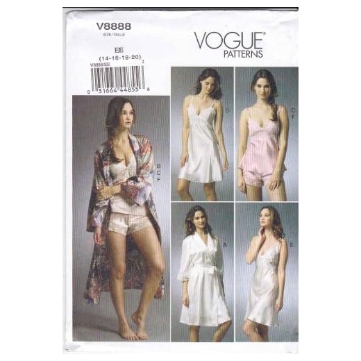 Vogue Patterns V8888 - Patrones de Costura para Batas, Camisones y Pijamas de Camiseta y pantalón Corto de Mujer (Tallas 42 a 48)