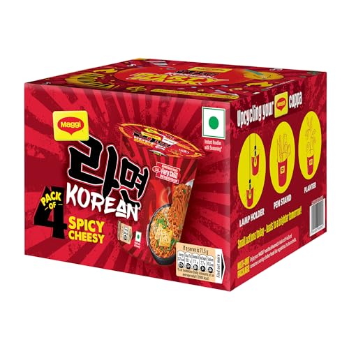 Image of MAGGI Korean Spicy Cheesy Cuppa Noodles, 286 g (Pack of 12, 71.5g each)