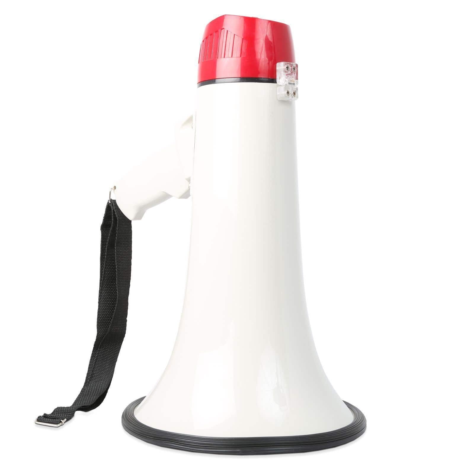 Vexus MEG040 Megafono a Batteria con Funzione Registrazione, Sirena, Cinghia e Microfono (40 Watt, Raggio 1 KM, Microfono Rimovibile, Leggero)