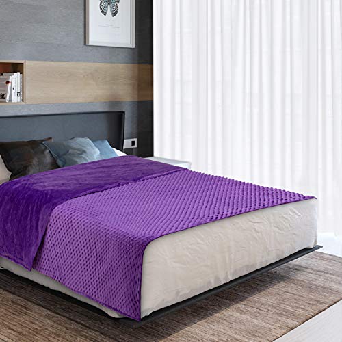 Image of Acdyion Weighted Blankets Removable Duvet Cover for Adults Twin Size (48 inchx72 inch),Heavy Blanket Duvet Cover with Soft and Comfort Minky with 12 Ties,Machine Washable Soft Weighted Blanket Cover (Purple)