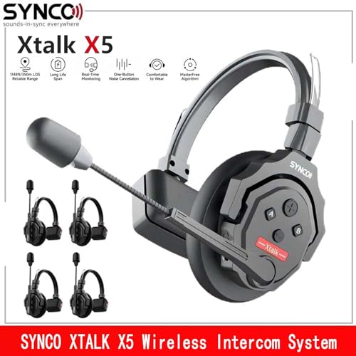SYNCO XTalk X5 Fone de ouvido sem fio de 2,4 GHz com sistema de intercomunicação de microfone Design