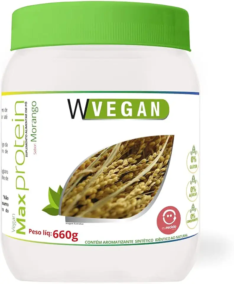 W Vegan Max Protein 660G Morango - Proteina Arroz E Ervilha Wvegan