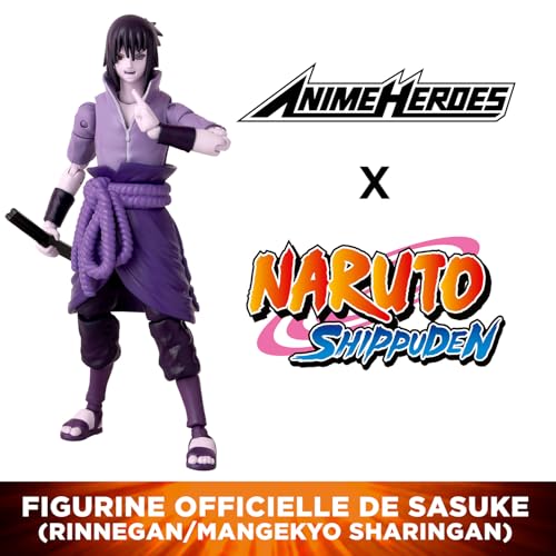 BANDAI - Anime Heroes - Naruto Shippuden - Figurine Sasuke Anime Heroes 17 cm - Uchiwa Sasuke Rinnegan/Mangekyo Sharingan - 36962