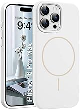 Silicone Magnetic Case for iPhone 16 Pro Max | Soft Microfiber Lining | Mag-Safe Support | Shockproof Protective Cover | Precise Cutouts | Slim Fit Design - White