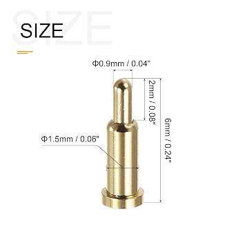 sourcing map Spring Test Probe Pin 50pcs 0.9mm Tip 6mm Height 2mm Full Stroke for Connection Electricity Conduction