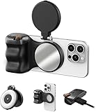 Saker Fun Shot Magnetic Grip & Magnetic Selfie Light, Creator Kit with Wireless Shutter, Magnetic Mount, 360° Adjustable Led Light, Tripod Mount, for Smartphones (Black)