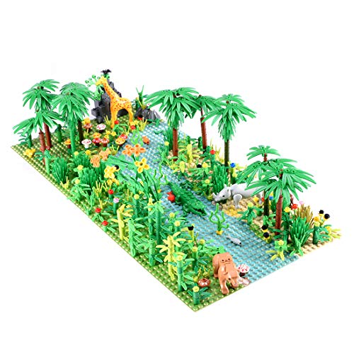 DAXX Tropischer Regenwald Bausteine Set mit 2 Grundplatte und Mini Figuren, Forstpflanzen Zubehör Kompatibel mit Lego, 50,8 x 25,4 x 15 cm (319096WLH9L8T15UZ2GKV) Cover