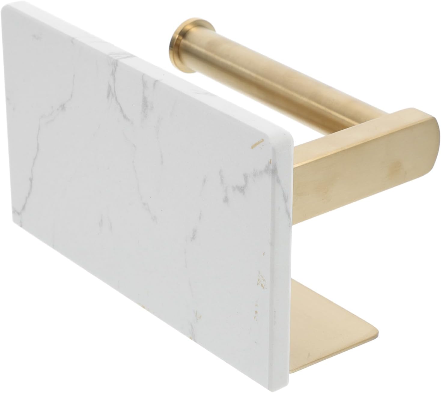 Stainless Steel Toilet Paper Holder with Marble Shelf, Wall Mount Roll Paper Rack for Bathroom, Gold Finish Bathroom Tissue Organizer for Home Use