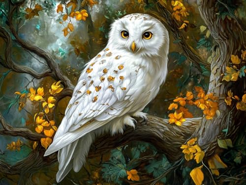 Beautiful White Owl Preprinted 11CT Cross Stitch Kits for Beginners & Adults - Easy Needlepoint