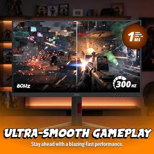 Image of AOC 27 Inch Gaming Monitor QHD 300Hz Mini-LED HDR1000, Q27G4SMN | 2560x1440 Computer Monitor, 1ms GtG, Adaptive Sync, HDMI 2.1, DP 1.4, Height Adjustable Stand, Earphone Out, VESA Mount