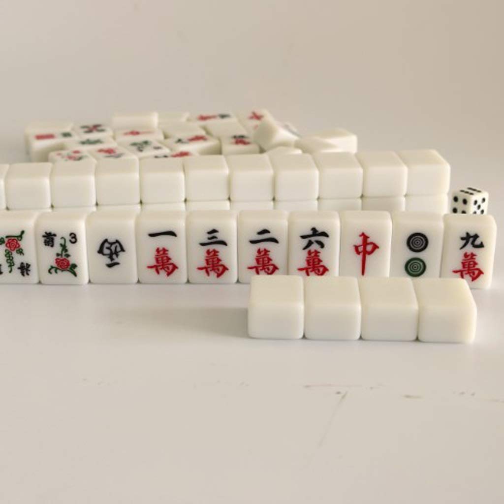 Ensemble Mahjong Chinois Portable – 144 Pièces Mélamine 3x2,25 Cm – Voyage – 2-4 Joueurs