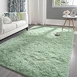Pettop Fluffy Sage Green Rug for Bedroom Living Room, 4x6 Feet Rectangle Large Plush Fuzzy Carpet for Girls Kids Boys, Non-Slip and Washable Rug for Nursery Classroom Decor