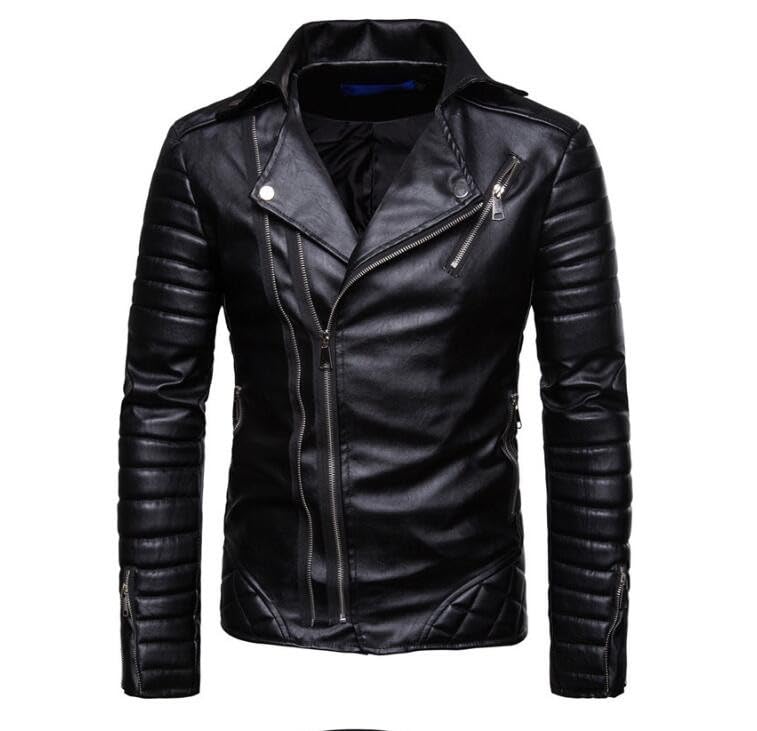 Manteau homme contre le froid : veste à capuche en cuir synthétique chaude et résistante au vent