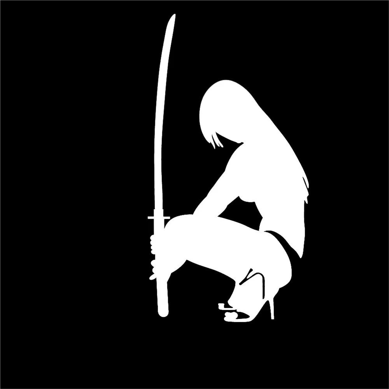 HAfgDJ Anime Samurai Girl Silhouette Sticker, for Motorcycle Car Window, Bumper, Laptop, Truck Exterior Decor