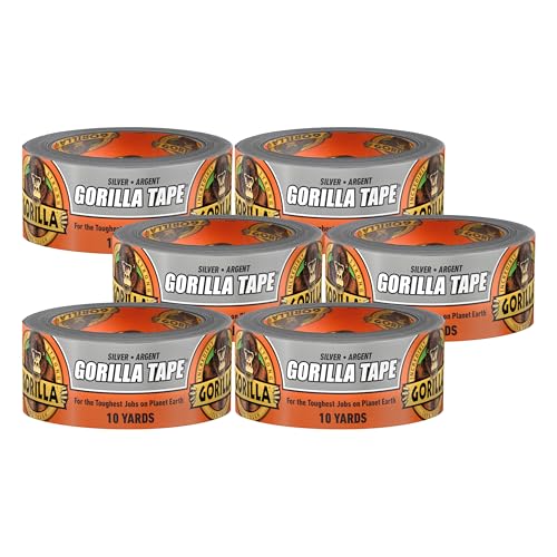 Image of Gorilla Tape, 1.88 in x 10 yd, Silver (Pack of 6) - Duct, Utility, Triple Layer Strength, Indoor & Outdoor, Weather Resistant Shell