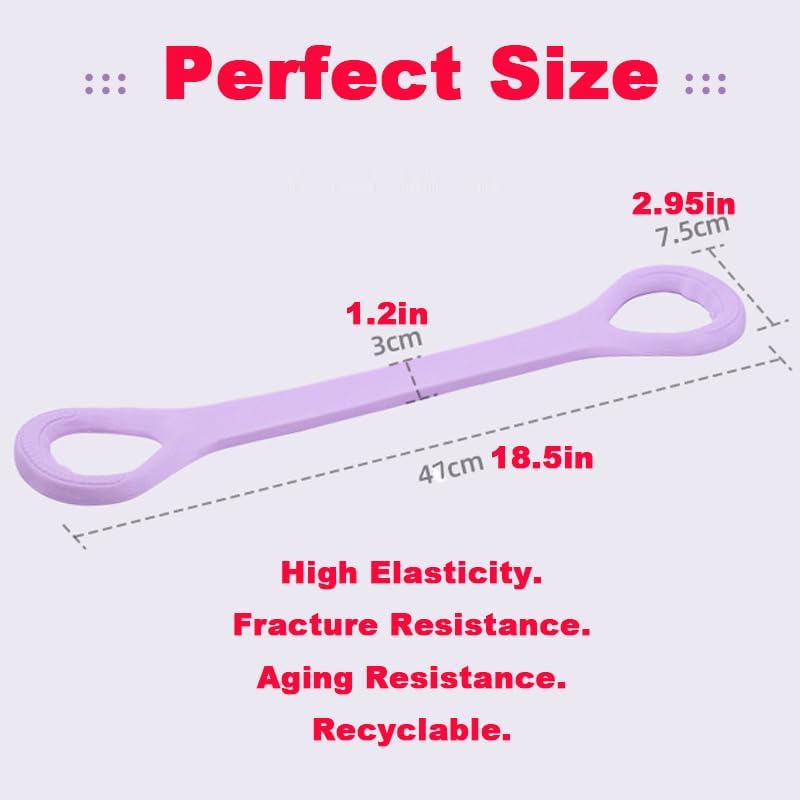 Figure 8 Fitness Resistance Band 3 Pcs, Elastic Rope Stretch Bands for Working Out, Foot, Leg, Arm, Back, Chest, Portable Home Office Training Exercise Stretcher for Yoga Pilates Physical Therapy - Image 3