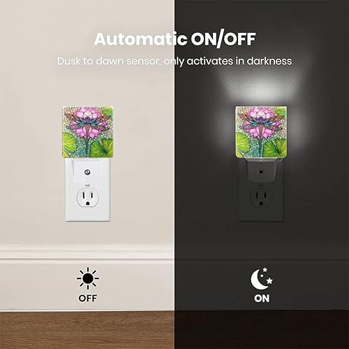 Miniatura 4 de Luz nocturna de libélula, lámpara LED enchufable, luces nocturnas para dormitorio, decoración de loto para habitación de niños, pasillo, escaleras,