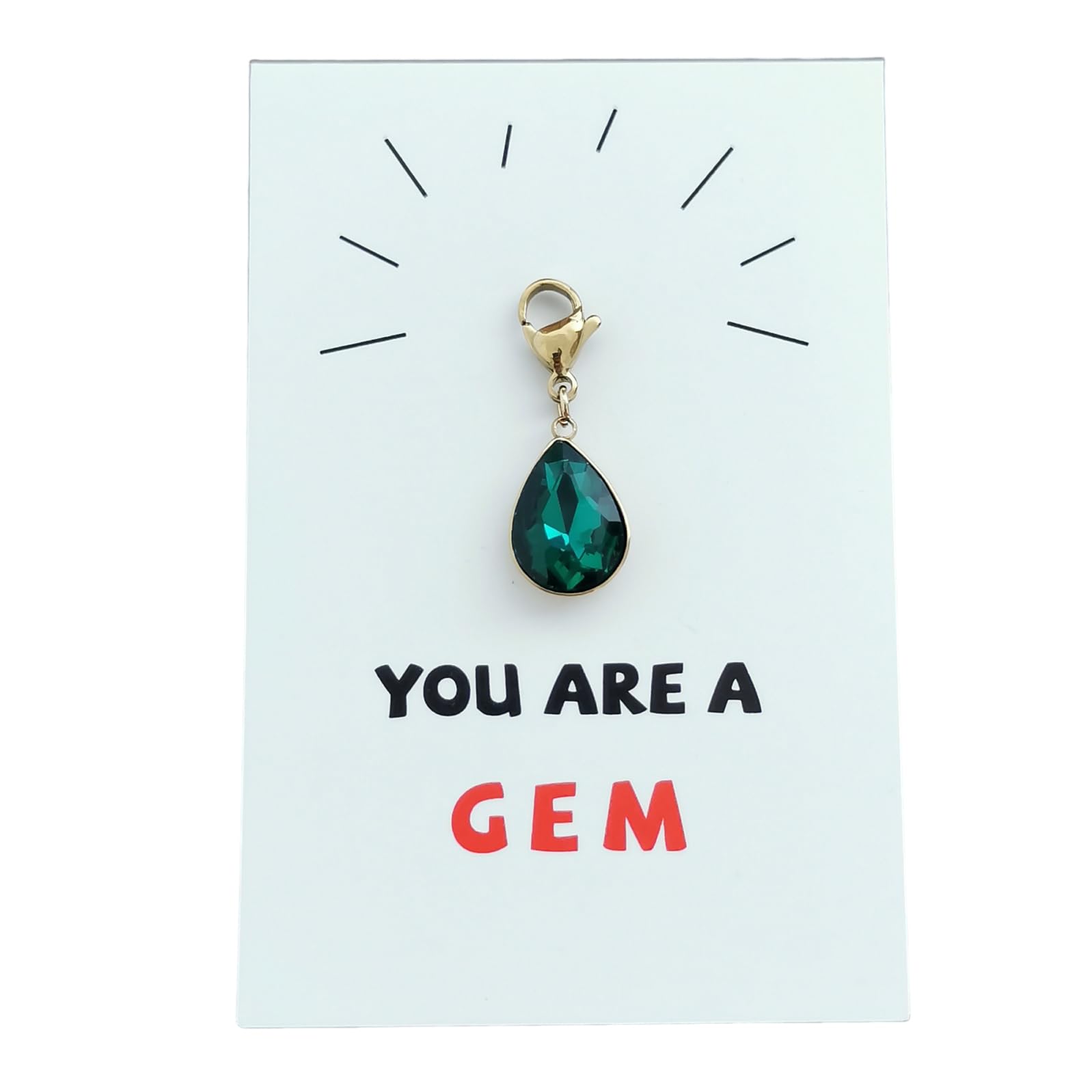 Abalorio de lágrima verde tipo charm con enganche de clip para joyería 6