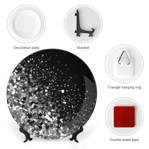 Plato decorativo blanco con glitter y soporte 7 pulgadas miniatura 3