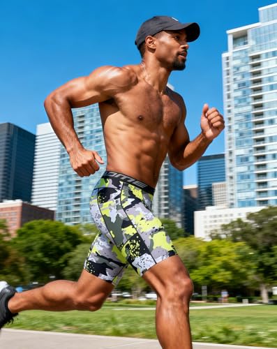 Image of Compression Shorts Men Spandex Sport Gym Shorts Athletic Workout Running Tights Training Underwear